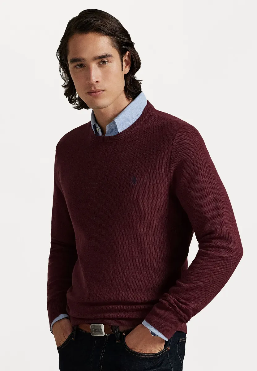 KNIT COTTON CREWNECK SWEATER - Strickpullover - red wine