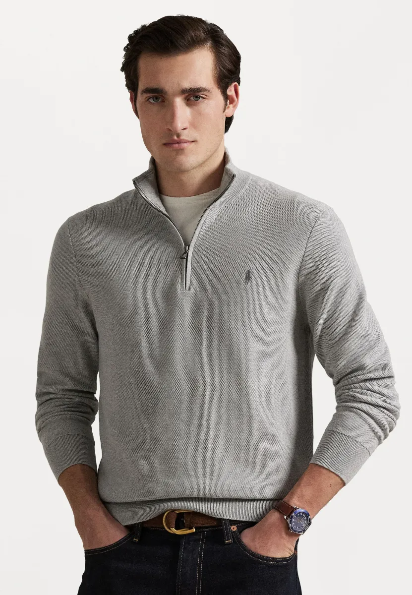 KNIT COTTON QUARTER ZIP JUMPER - Strickpullover - andover heather