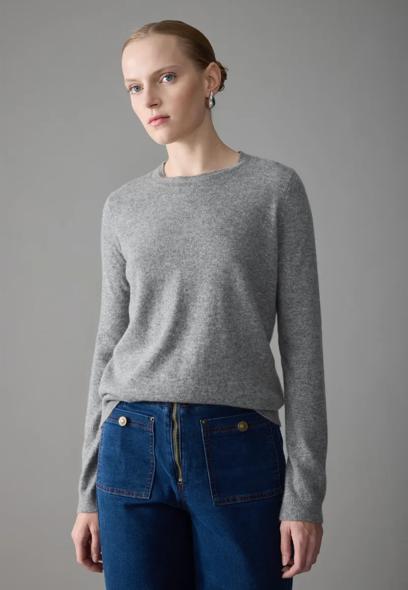 KNIT JUMPER CASHMERE - Strickpullover - mid grey melange
