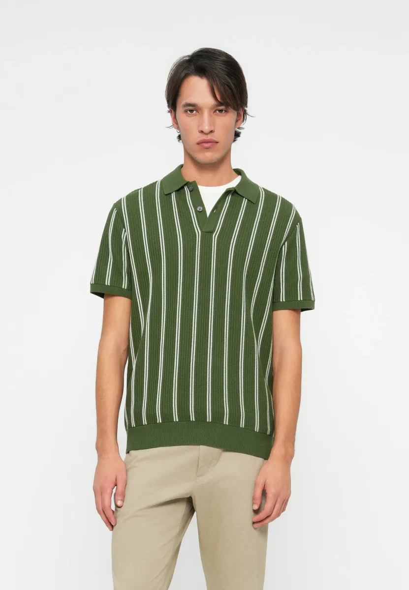 KNITTED VERTICAL STRIPE - Poloshirt - mountain pine