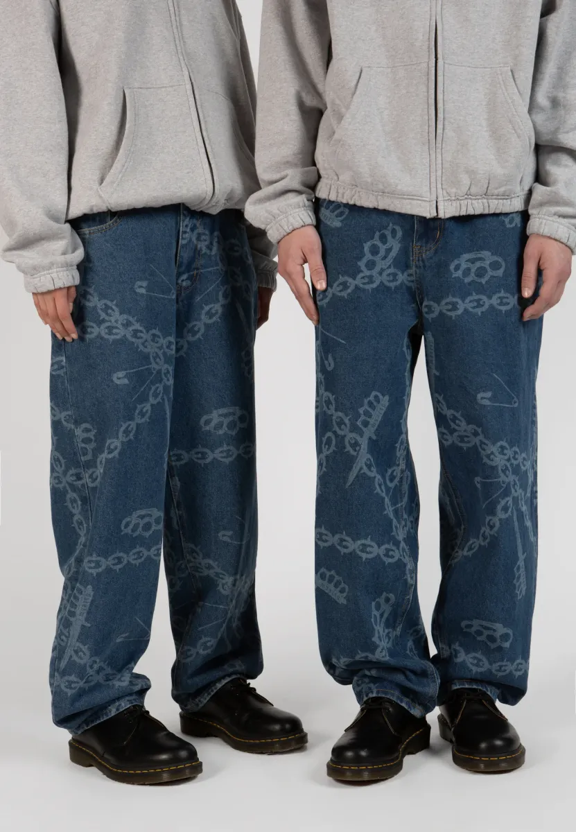 KNUCKLES CASPER PANT UNISEX - Jeans Relaxed Fit - washed blue