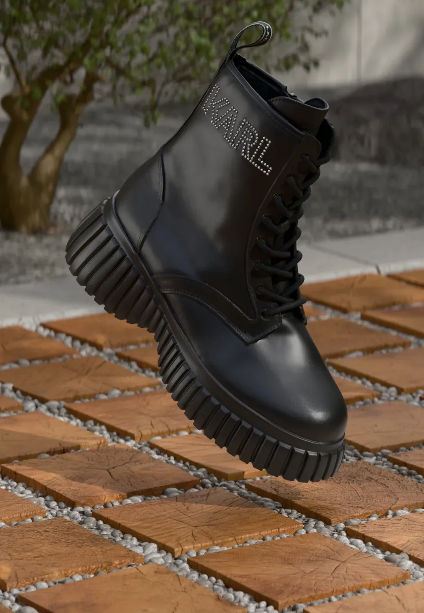 KREEPER WEDGE MICRO STUDS LACE BOOT - Schnürstiefelette - black