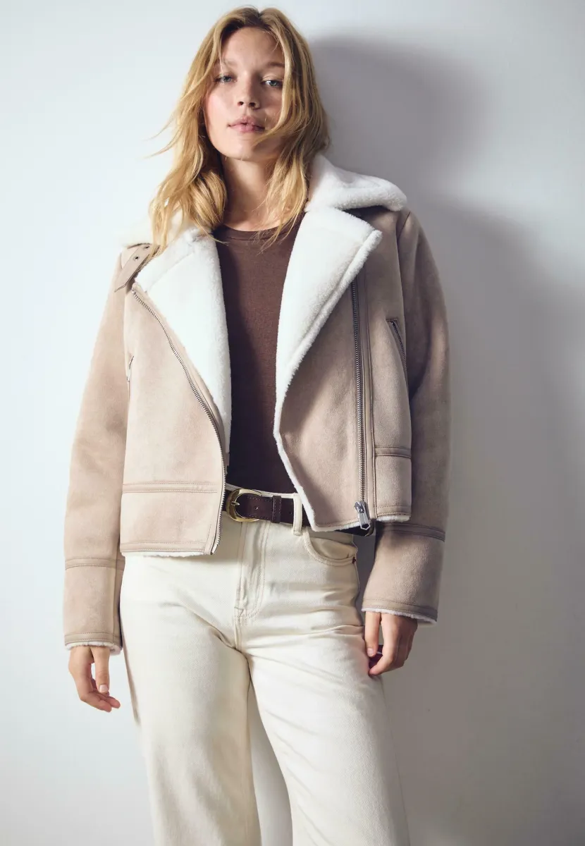 Kunstlederjacke - beige