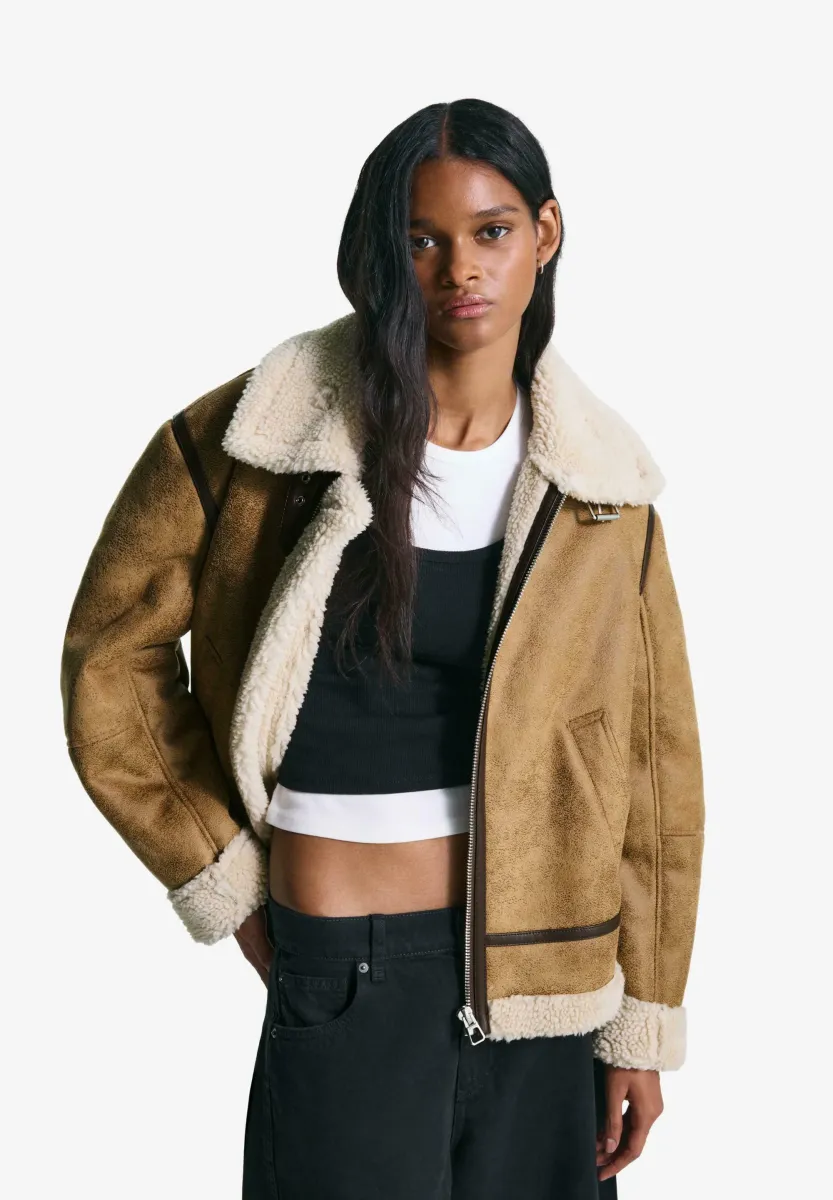 Kunstlederjacke - beige