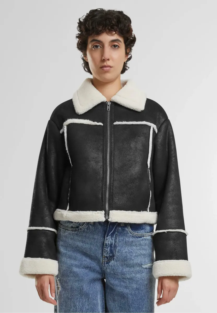 Kunstlederjacke - black whitesand