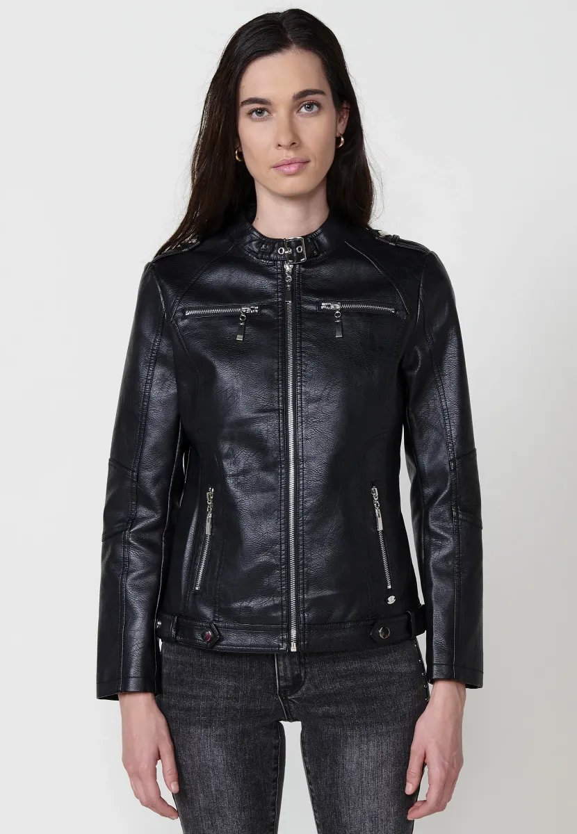 Kunstlederjacke - black