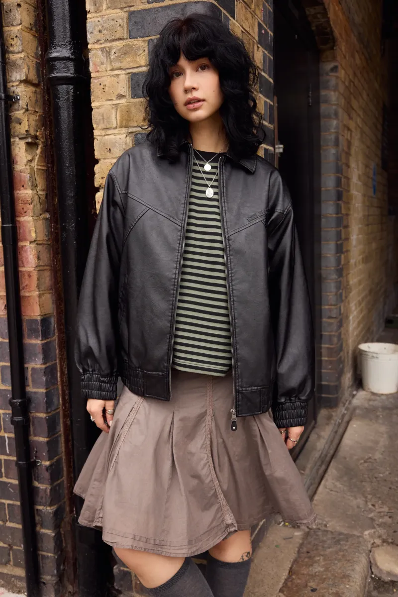 Kunstlederjacke - black
