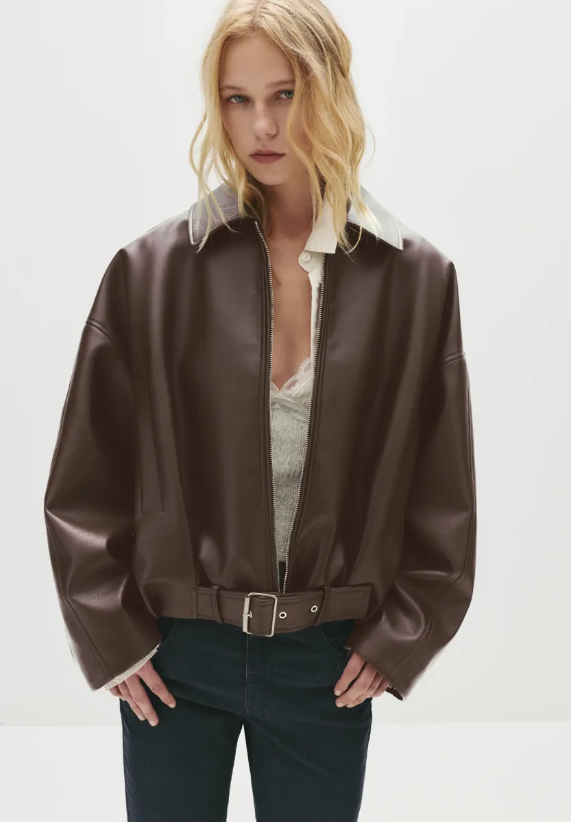 Kunstlederjacke - dark brown