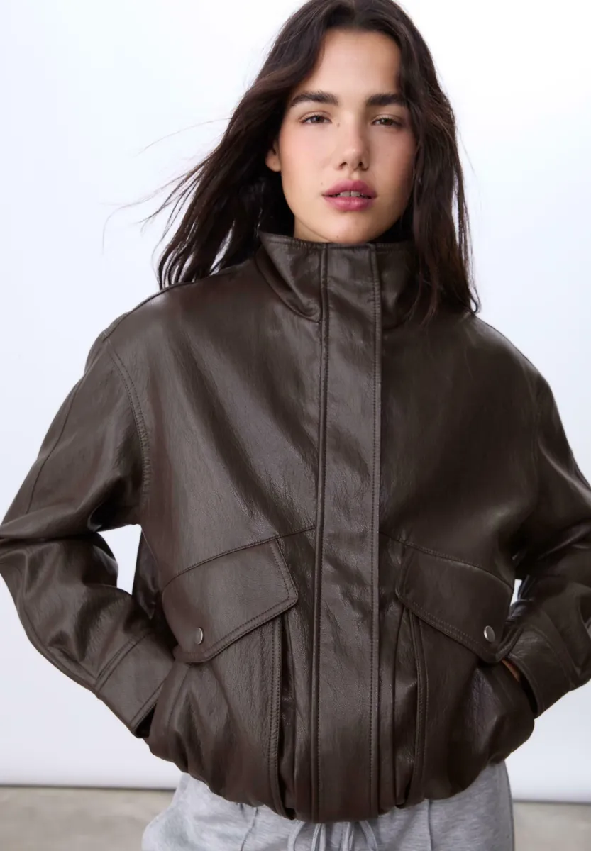 Kunstlederjacke - dark brown
