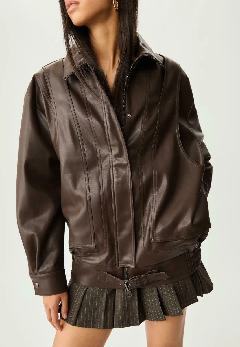 Kunstlederjacke - dark brown