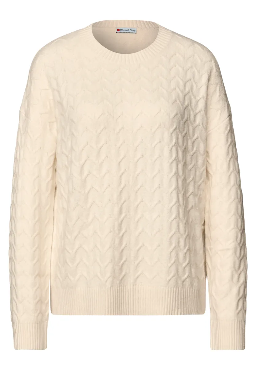 KUSCHELIGER STRUKTUR - Strickpullover - beige