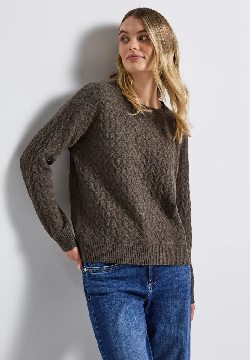 KUSCHELIGER STRUKTUR - Strickpullover - braun