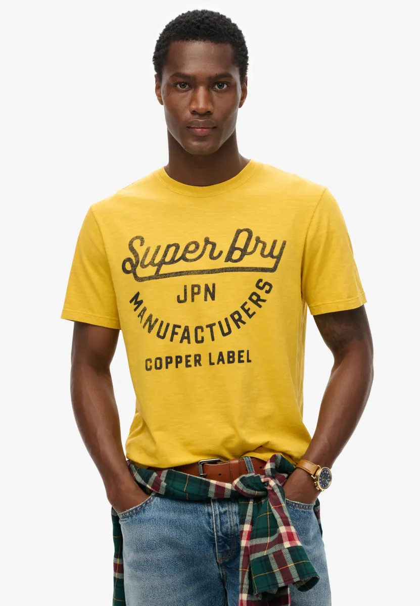 LABEL SCRIPT - T-Shirt print - pigment yellow slub