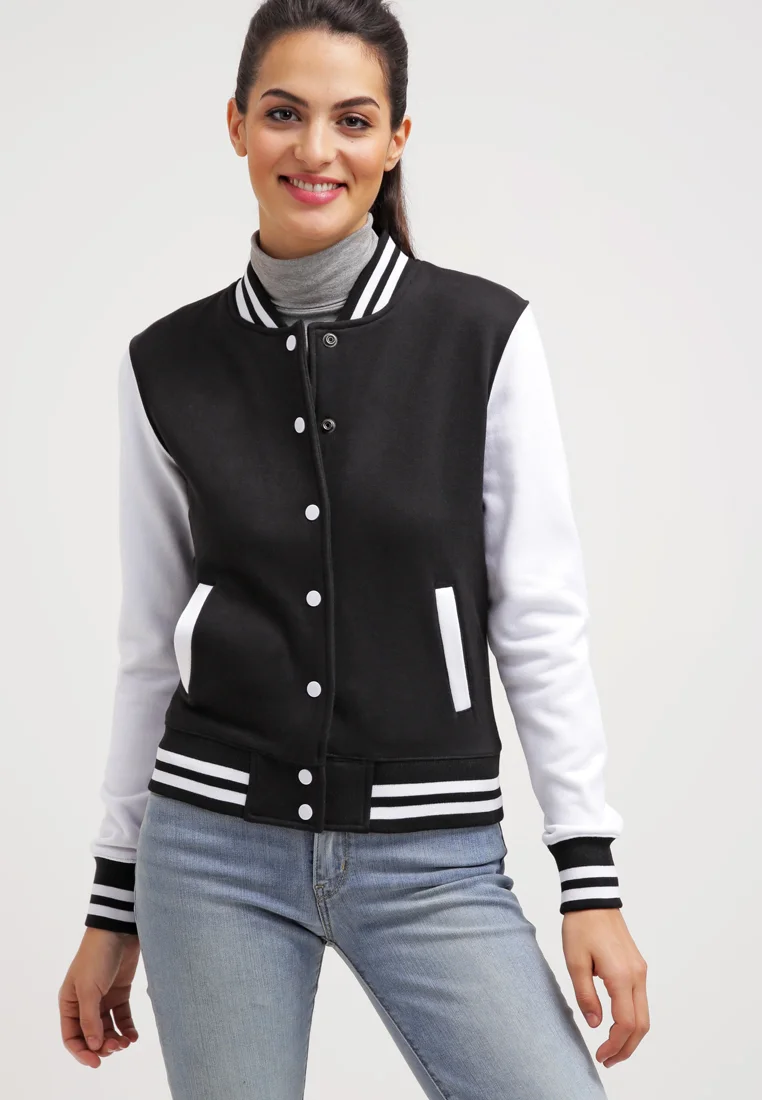 LADIES 2-TONE COLLEGE SWEATJACKET - Bomberjacke - black/white