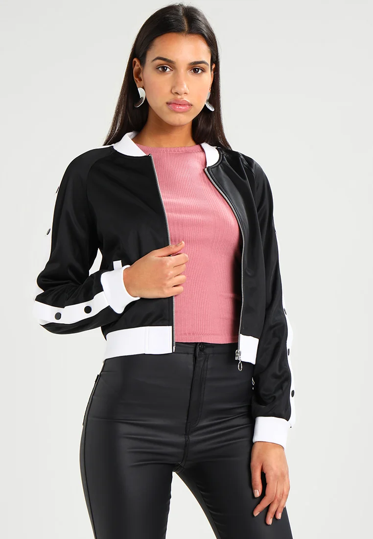 LADIES BUTTON UP TRACK JACKET - Bomberjacke - black/white