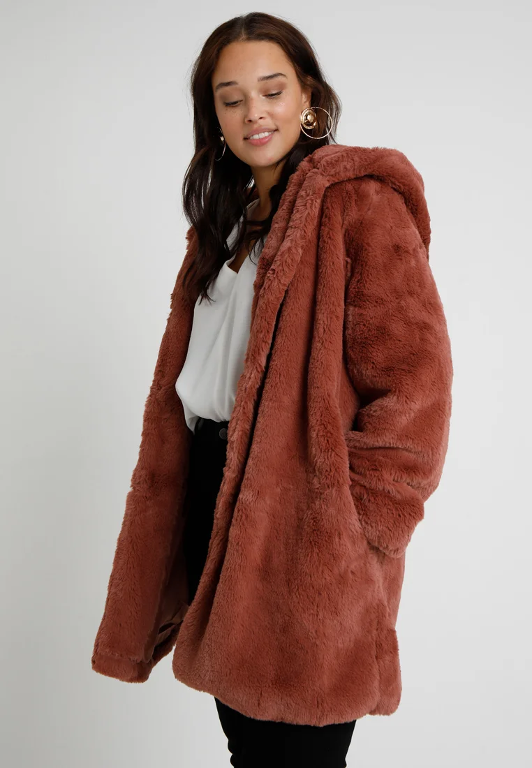 LADIES HOODED COAT - Wintermantel - darkrose