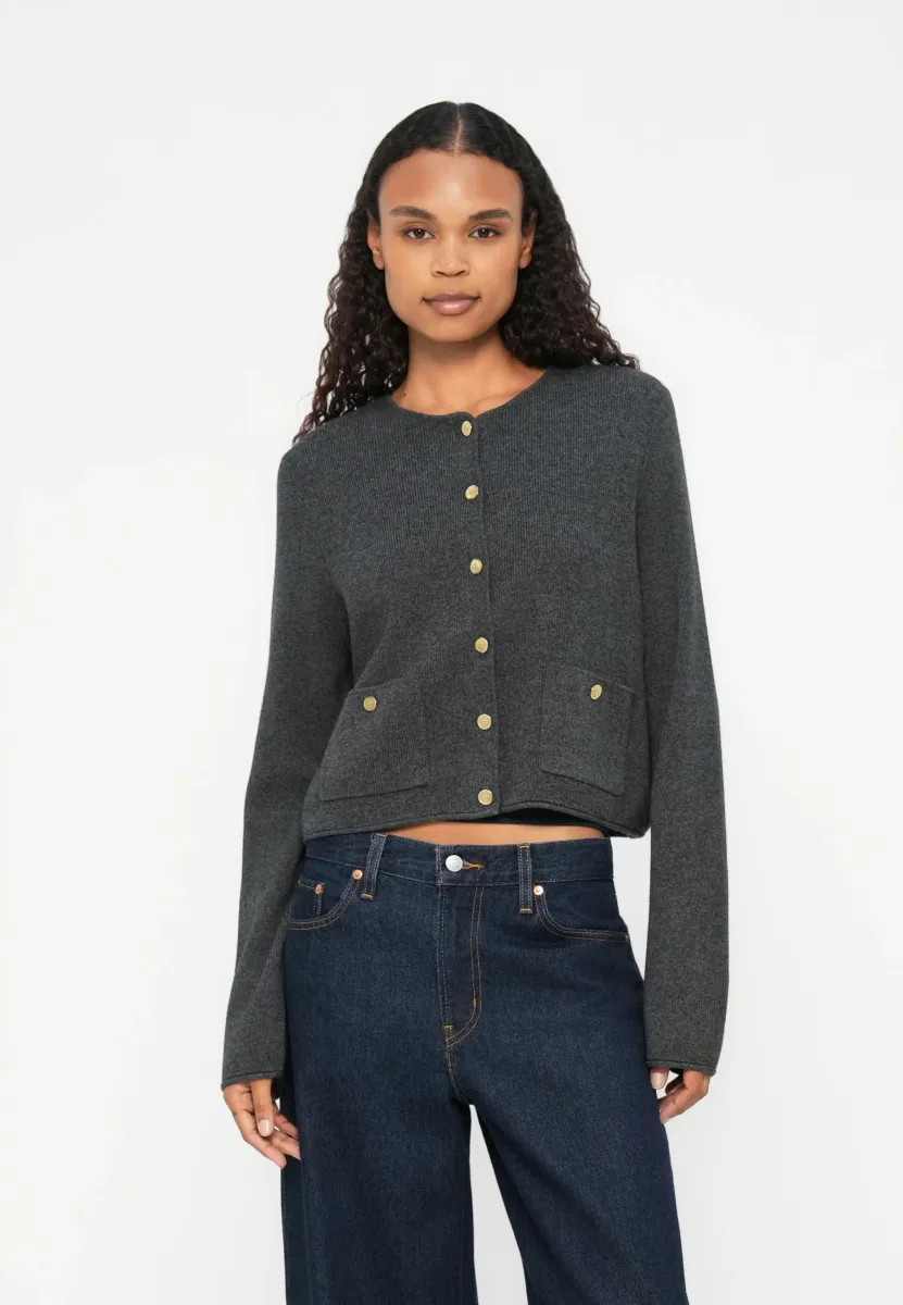 LADY JACKET - Strickjacke - dark grey