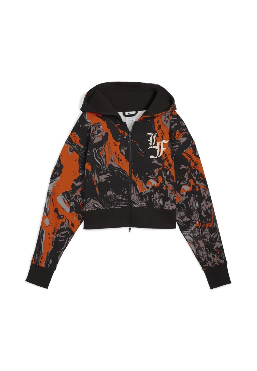 LAFRANCÉ HEEM CROP KAPUZEN - Sweatjacke - orange glo aop