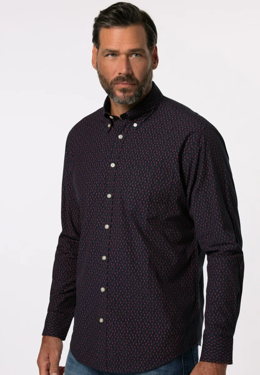 LANGARM ALLOVERPRINT BUTTONDOWN-KRAGEN MODERN FIT - Hemd - navy blue