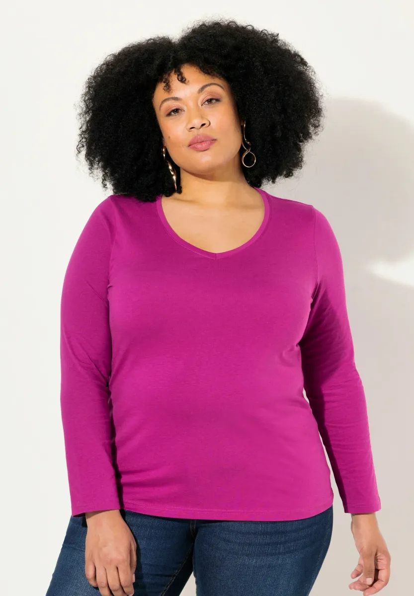 LANGARM BASIC & V-AUSSCHNITT - Strickpullover - berry