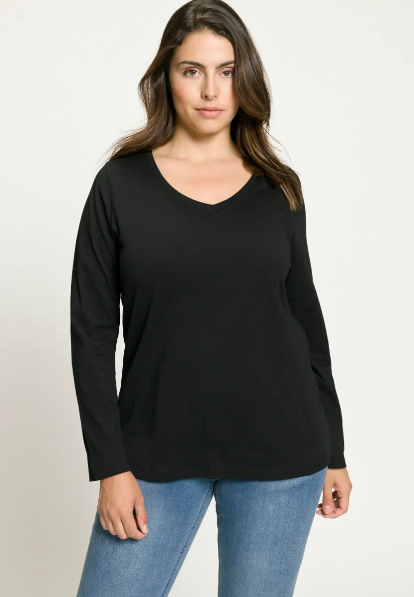 LANGARM BASIC & V-AUSSCHNITT - Strickpullover - black