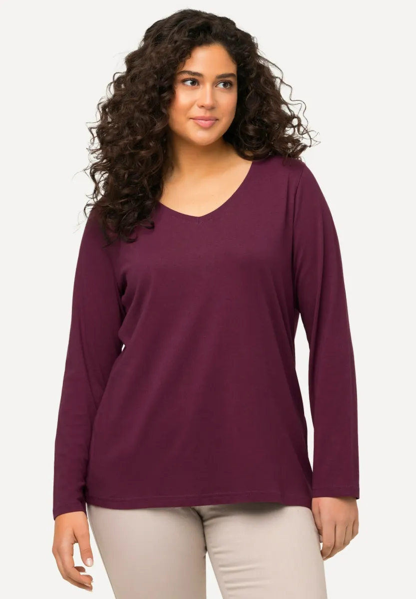 LANGARM BASIC & V-AUSSCHNITT - Strickpullover - dark berry