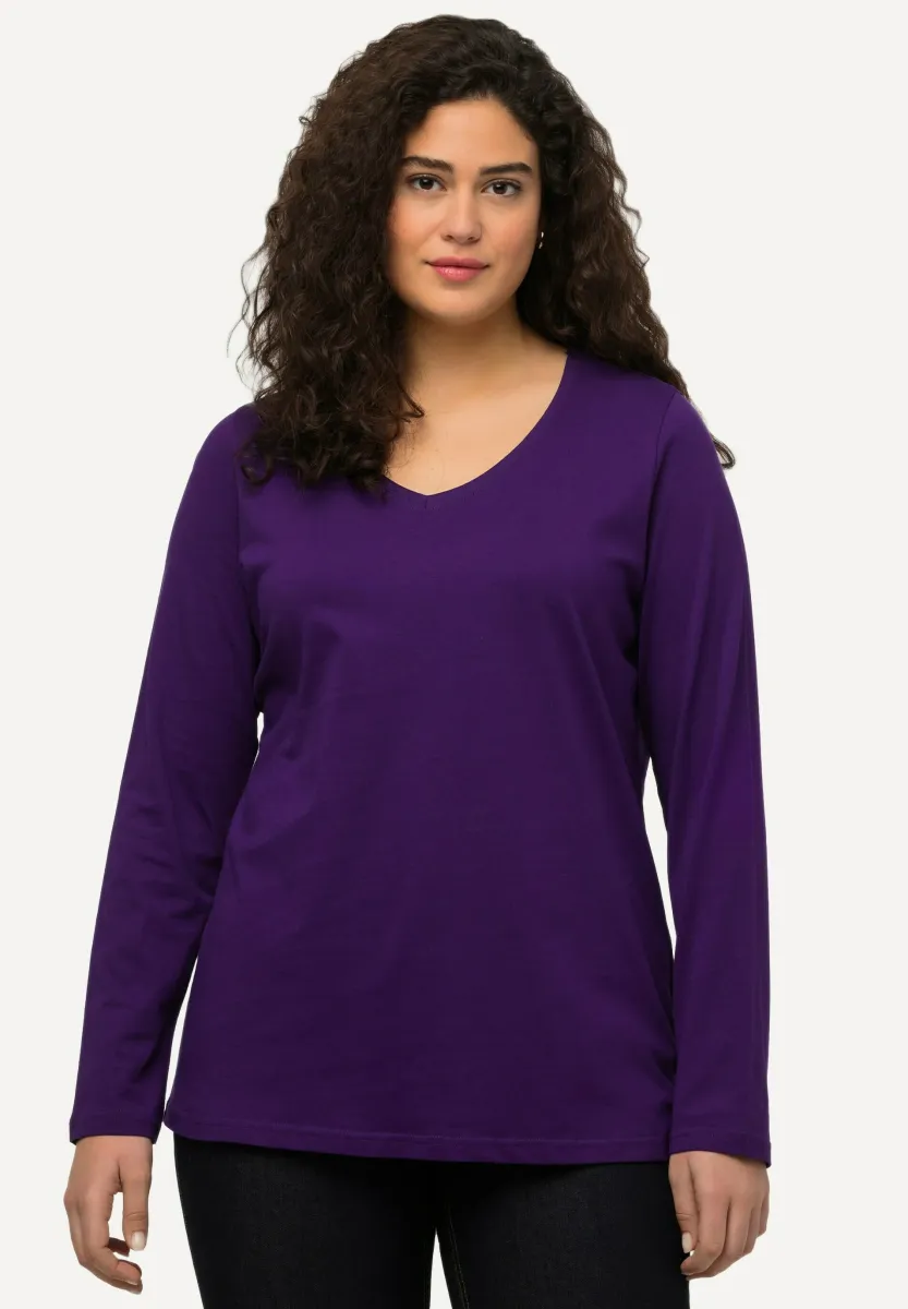 LANGARM BASIC & V-AUSSCHNITT - Strickpullover - dark purple