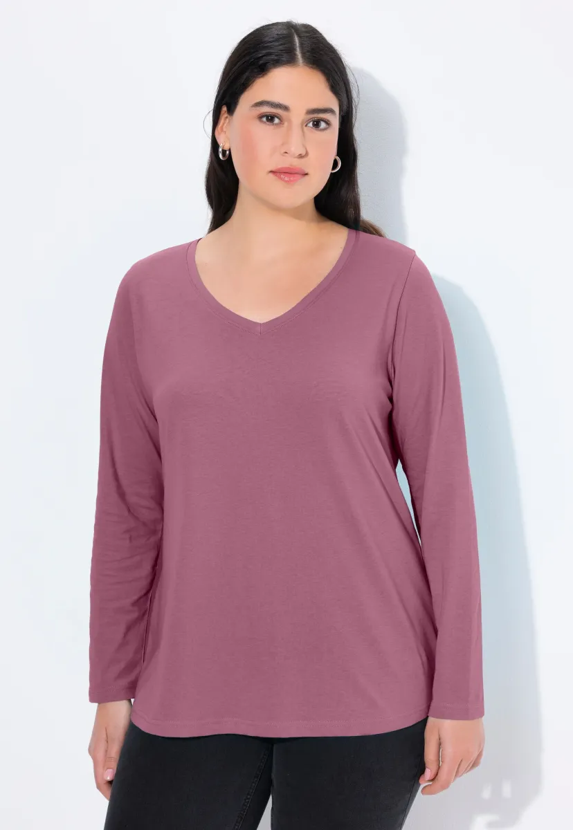 LANGARM BASIC & V-AUSSCHNITT - Strickpullover - dark rose