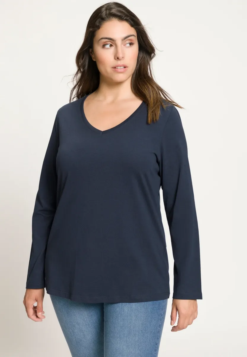 LANGARM BASIC & V-AUSSCHNITT - Strickpullover - navy blue
