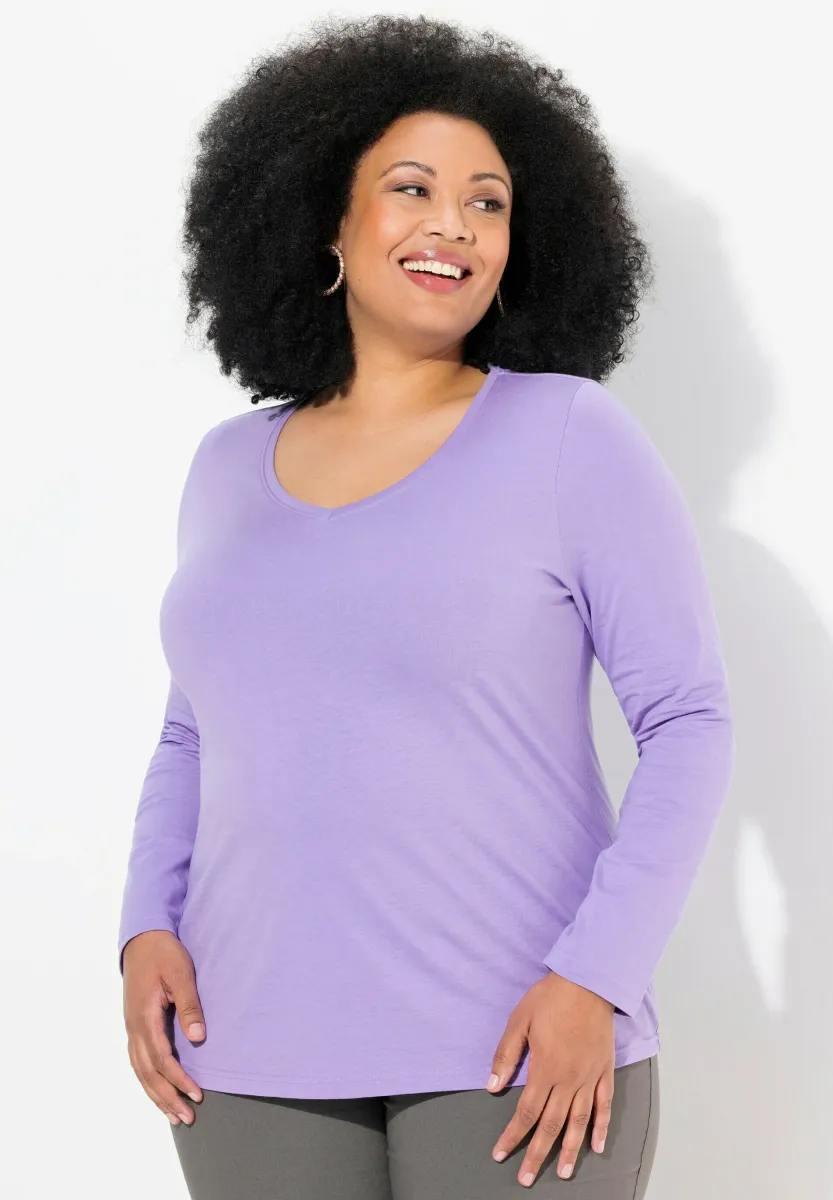 LANGARM BASIC & V-AUSSCHNITT - Strickpullover - pale lilac