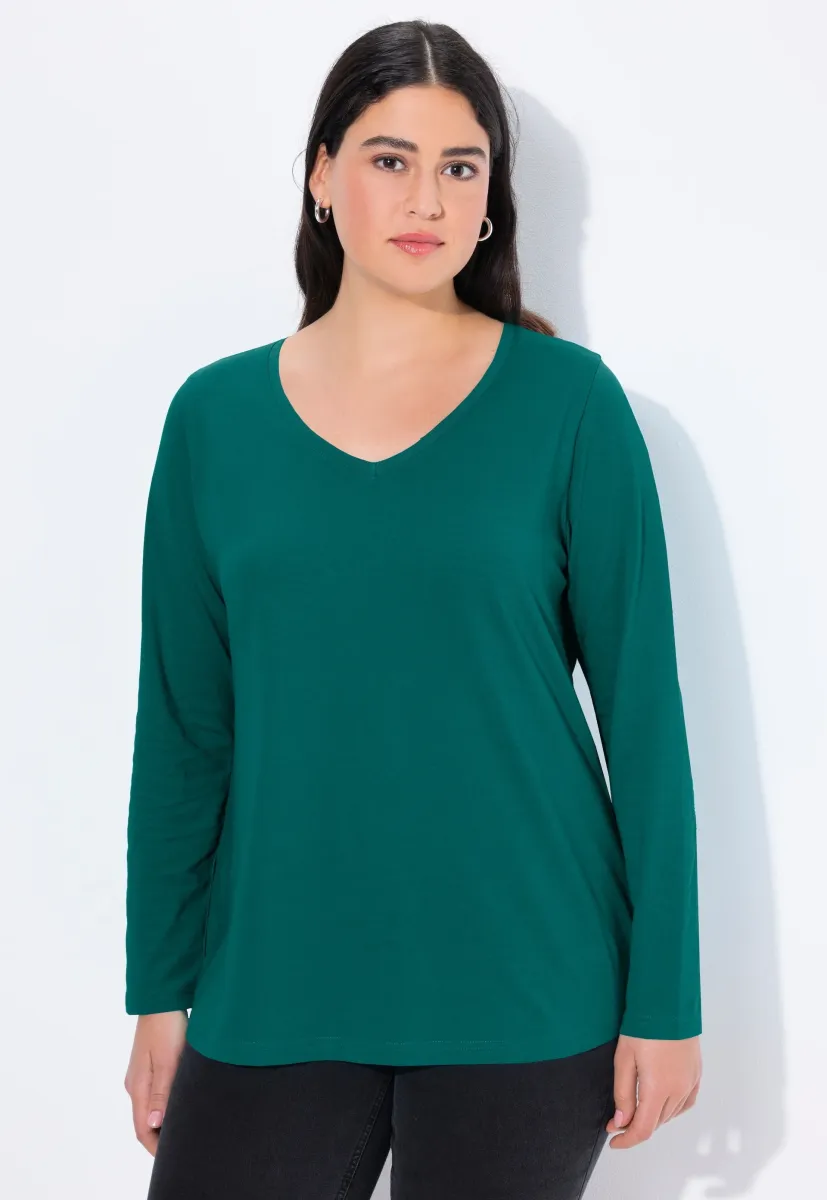 LANGARM BASIC & V-AUSSCHNITT - Strickpullover - petrol green