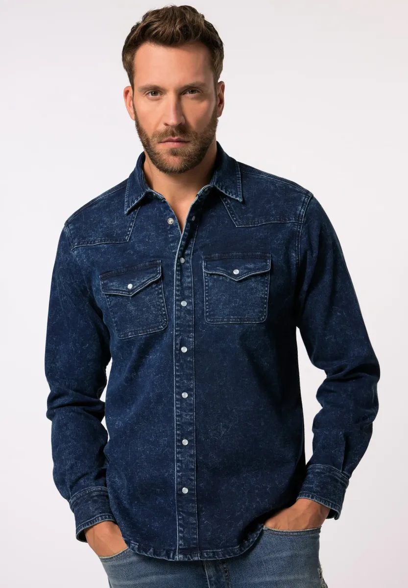 LANGARM KENTKRAGEN MODERN BASIC FIT - Hemd - dark blue denim