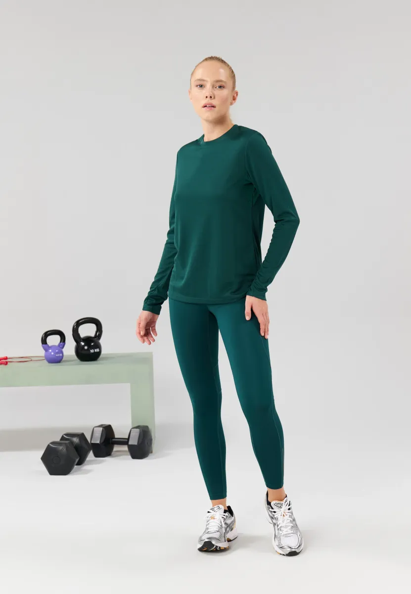 Langarmshirt - mottled dark green