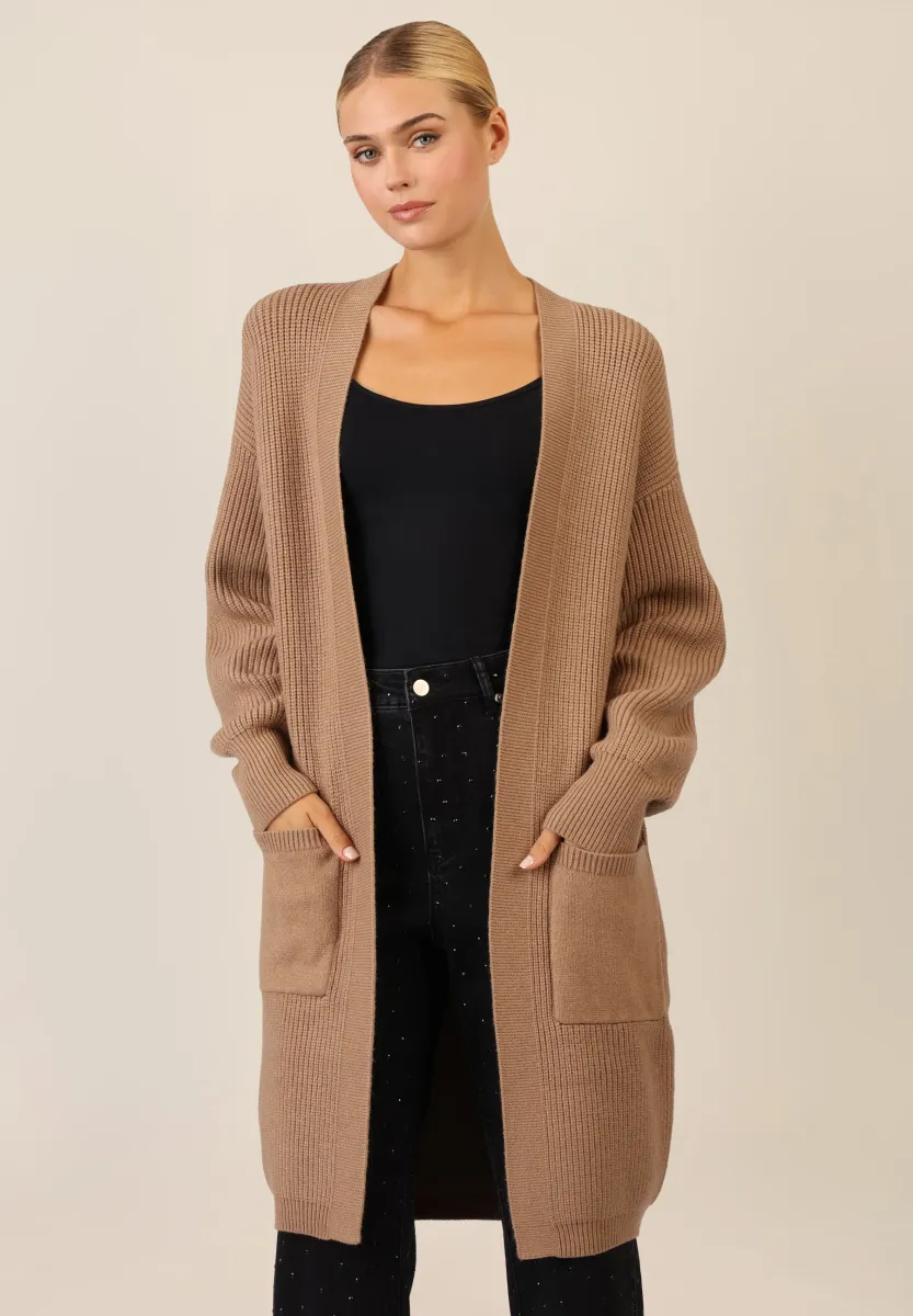LANGE - Strickjacke - camel
