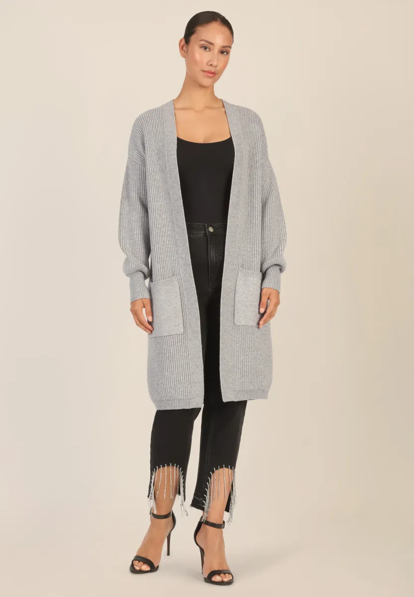 LANGE - Strickjacke - graumeliert