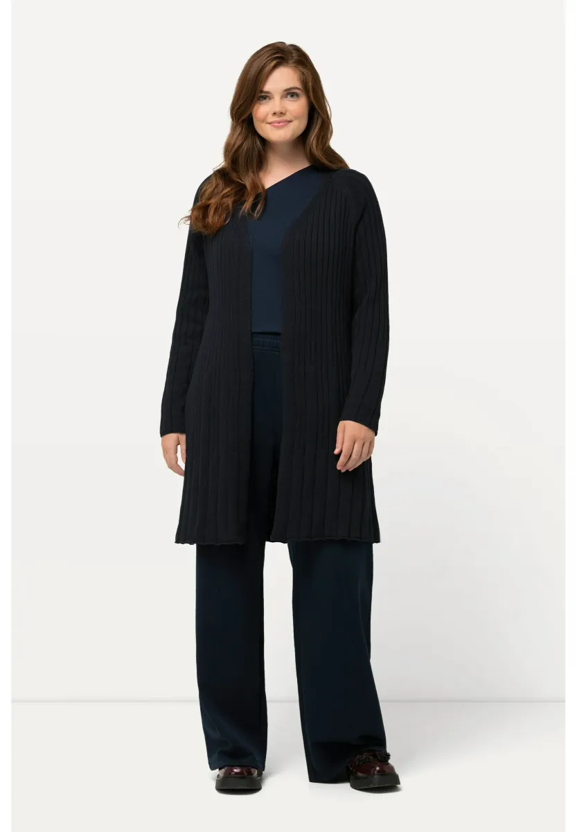 LANGE STRUCTUURMIX - Strickjacke - black