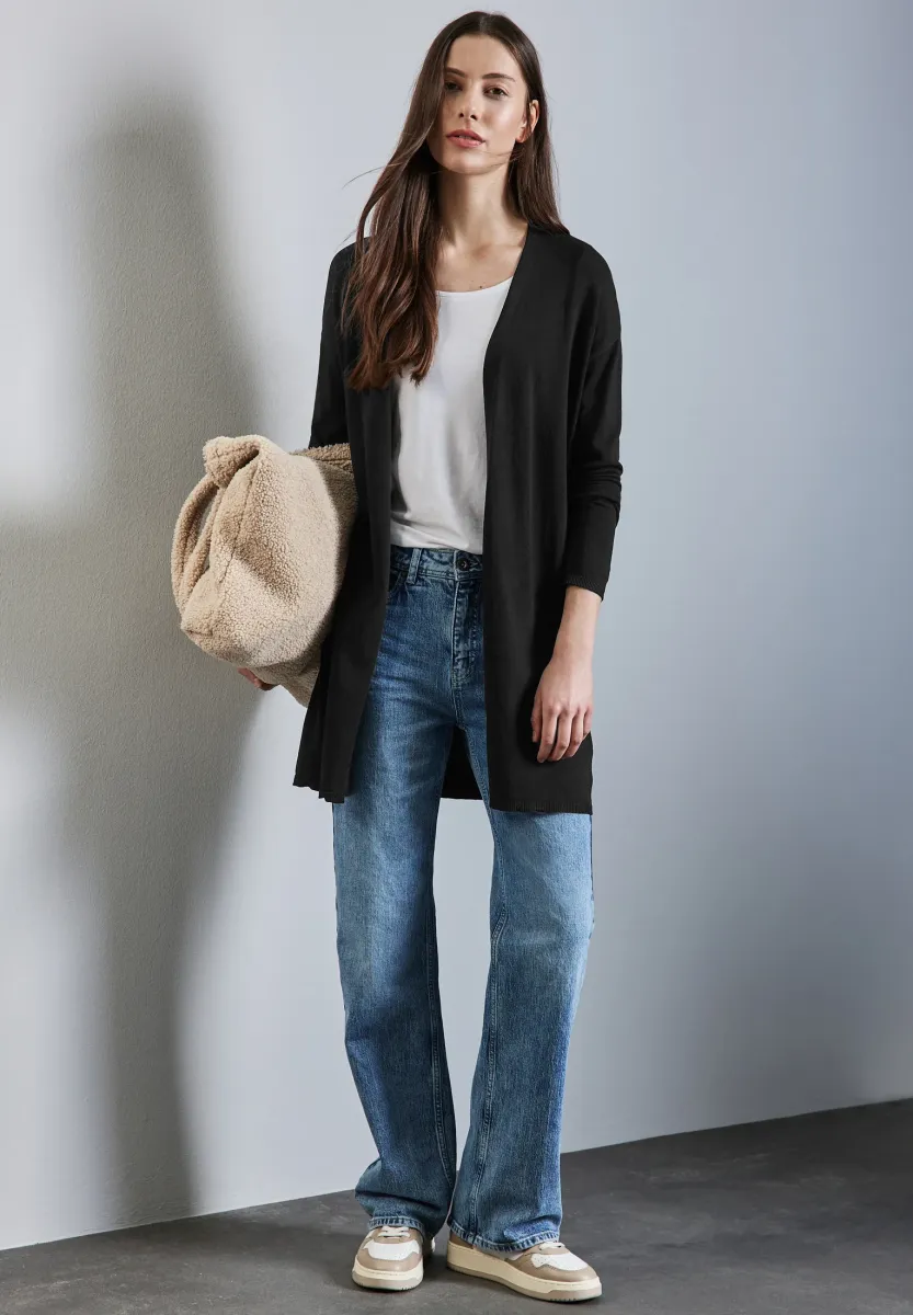 LANGER - Strickjacke - schwarz