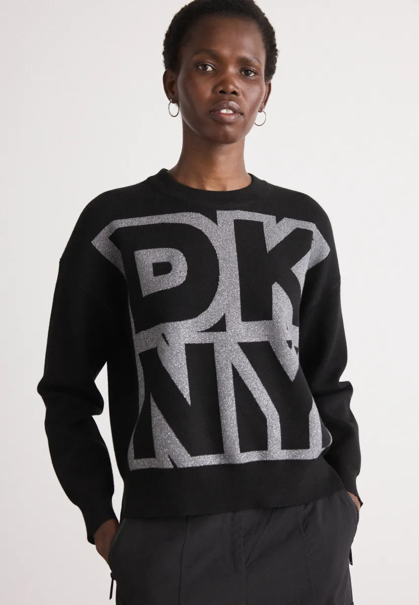 LARGE COLORBLOCK LOGO SWEATER - Strickpullover - black/graphite heather
