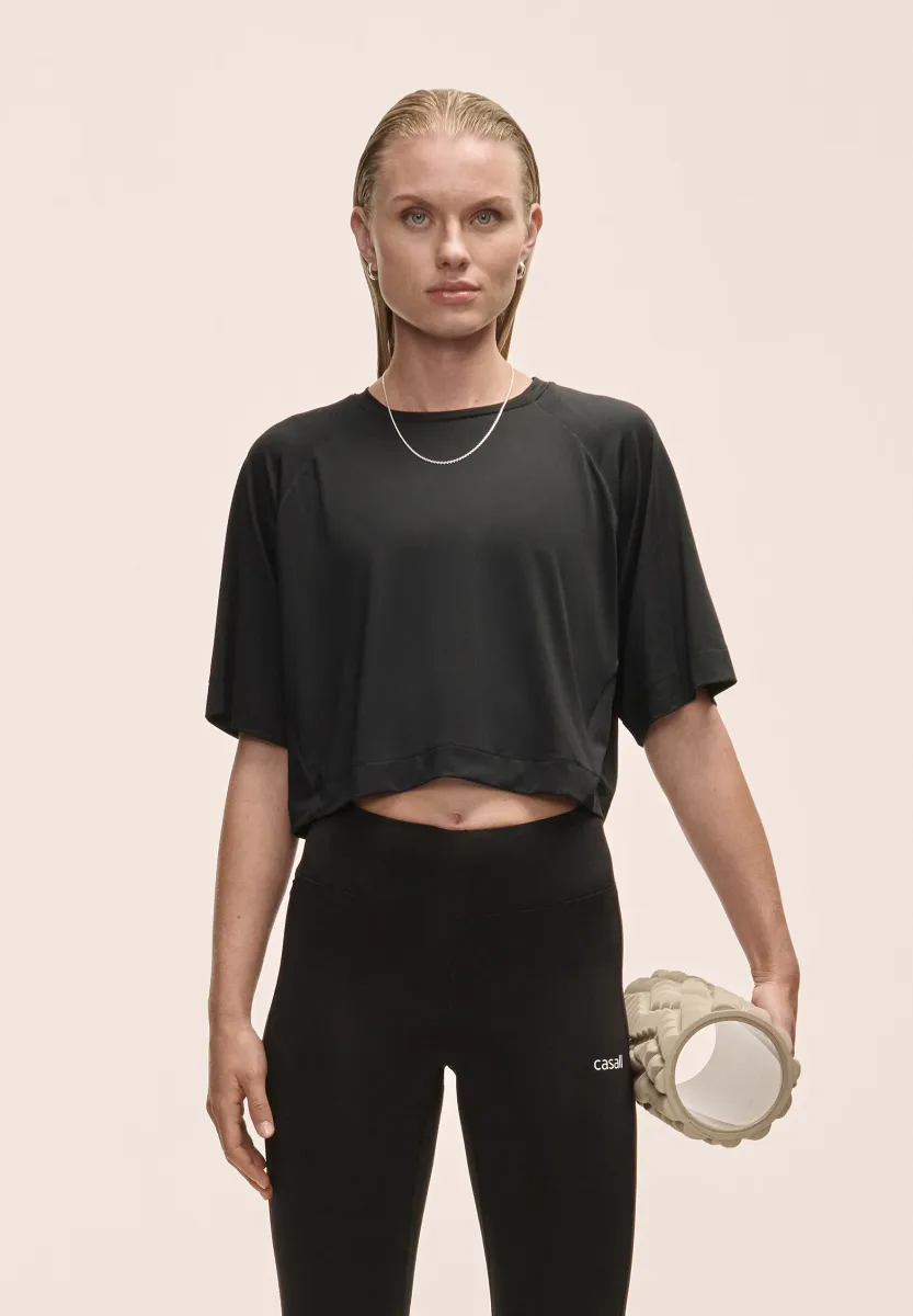 LASER MESH CROP TEE - T-Shirt basic - black