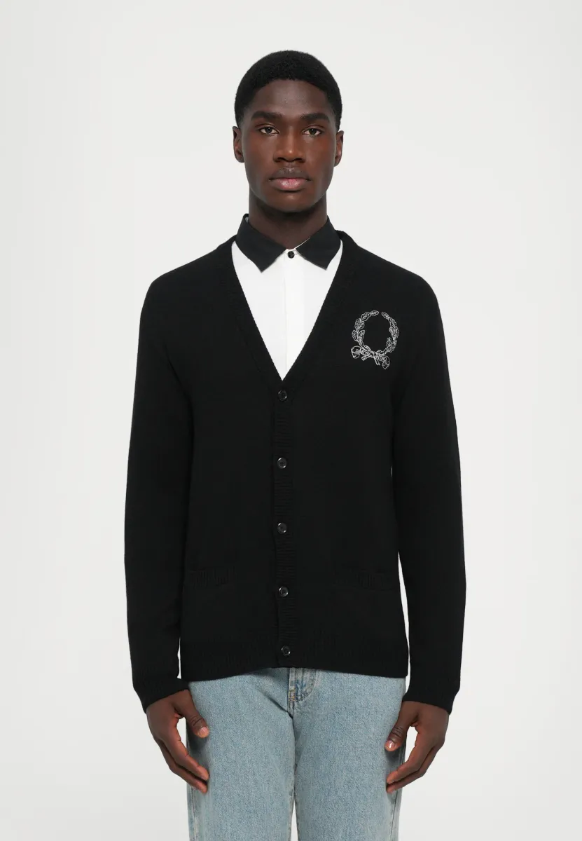 LAUREL CROWN LOGO - Strickjacke - black