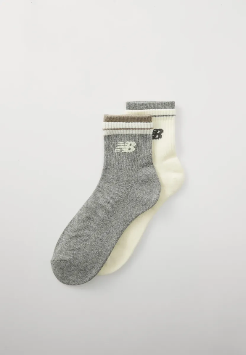 LAYERED LINE ANKLE SOCKS UNISEX 2 PACK - Socken - mottled grey/off-white