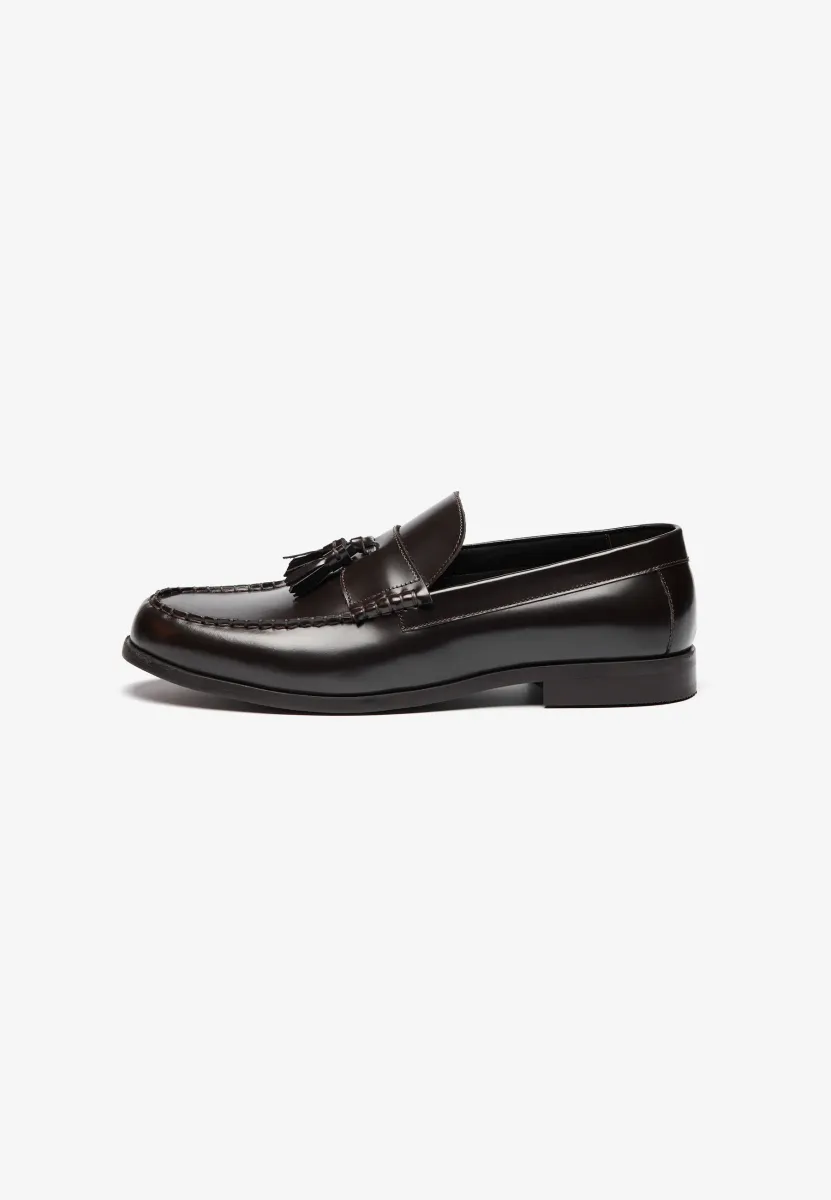 LEATHER - Business-Slipper - dark brown