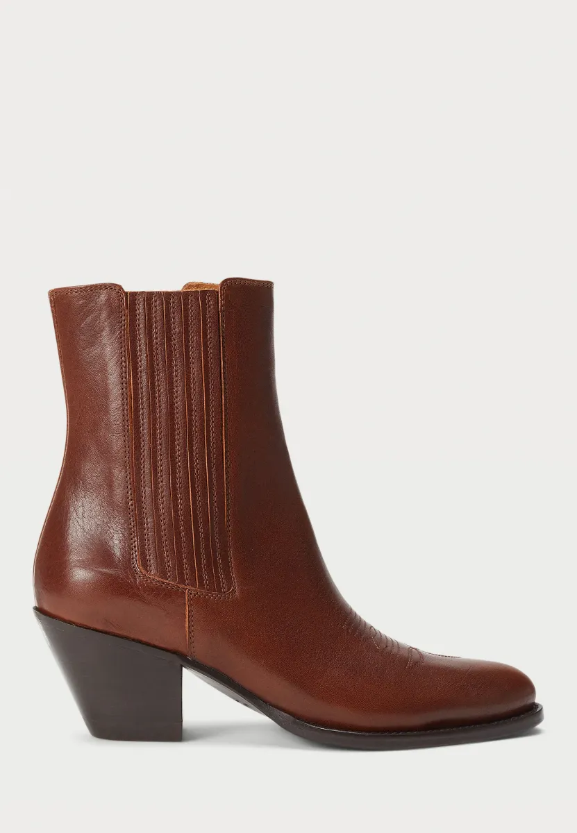 LEATHER CHELSEA WESTERN BOOT - Stiefelette - dark cognac