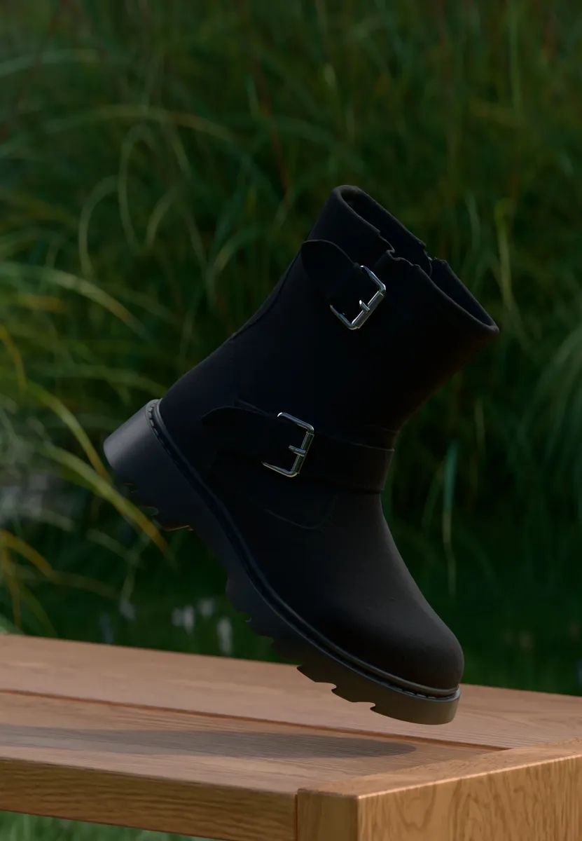 LEATHER - Cowboy-/Bikerstiefelette - black