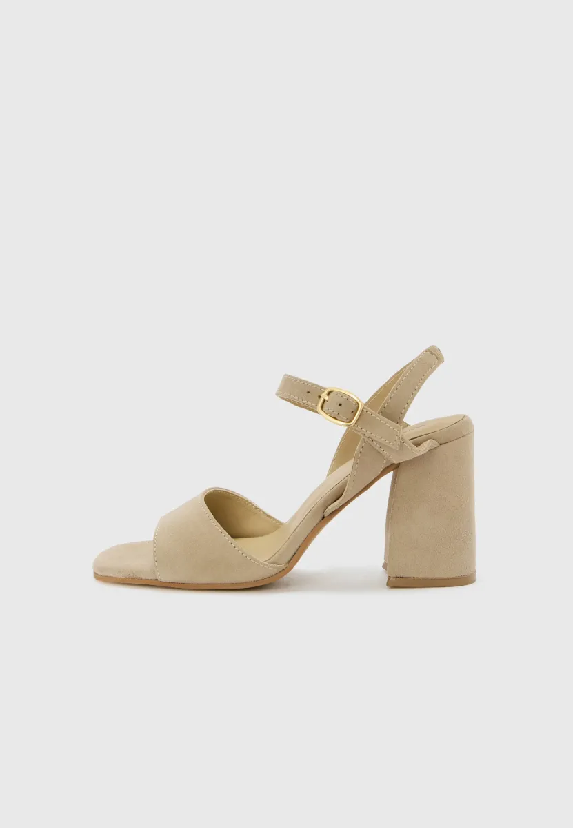 LEATHER - High Heel Sandalette - beige