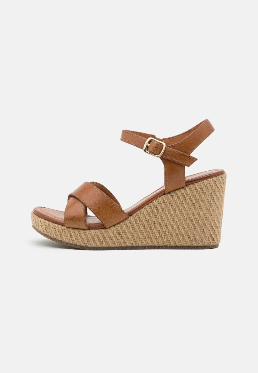 LEATHER - High Heel Sandalette - cognac
