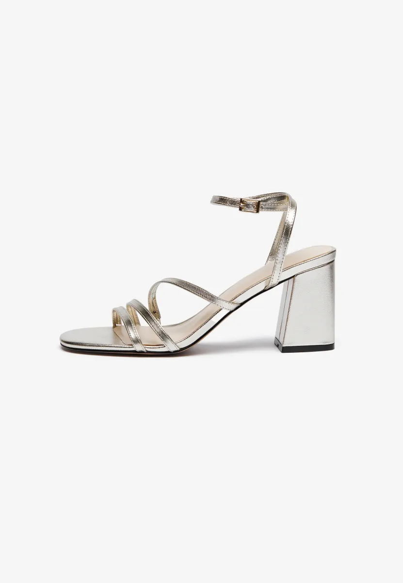 LEATHER - High Heel Sandalette - gold-coloured