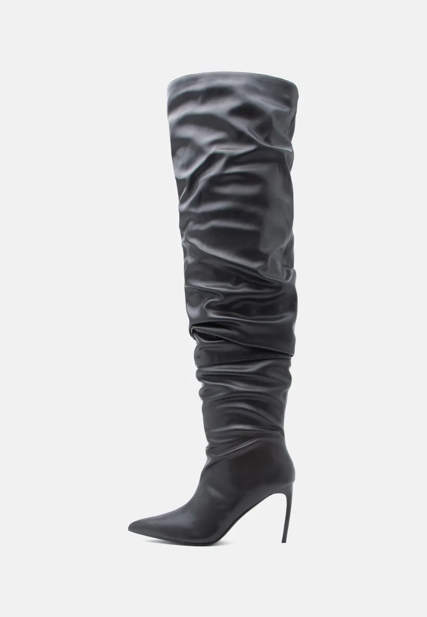 LEATHER - Overknees - black