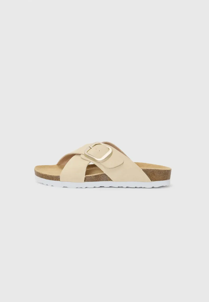 LEATHER - Pantolette flach - beige