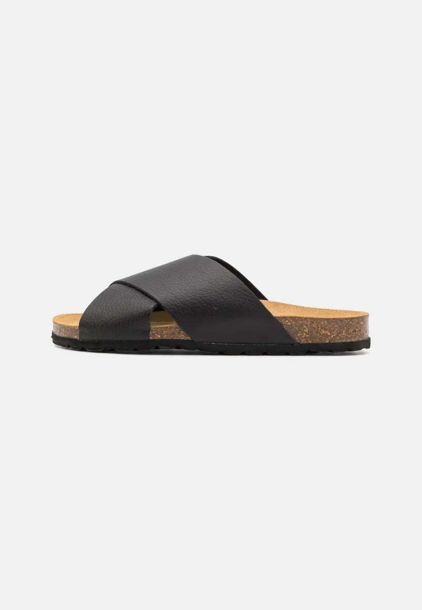LEATHER - Pantolette flach - black